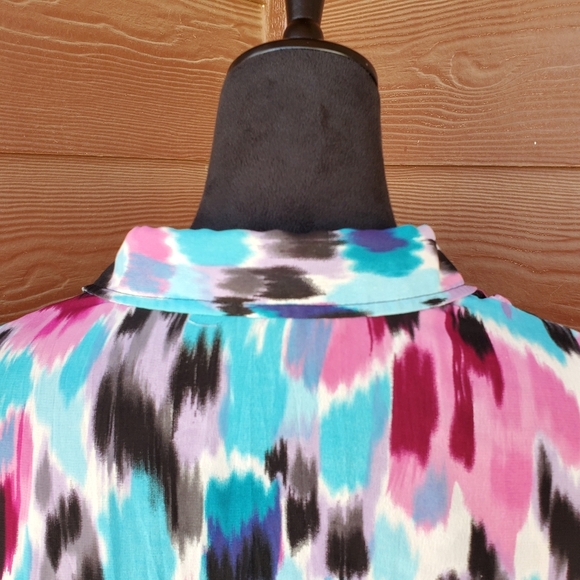 NY Collection Button Down Flowy Watercolor Floral Blouse Size XL EUC - Picture 8 of 14